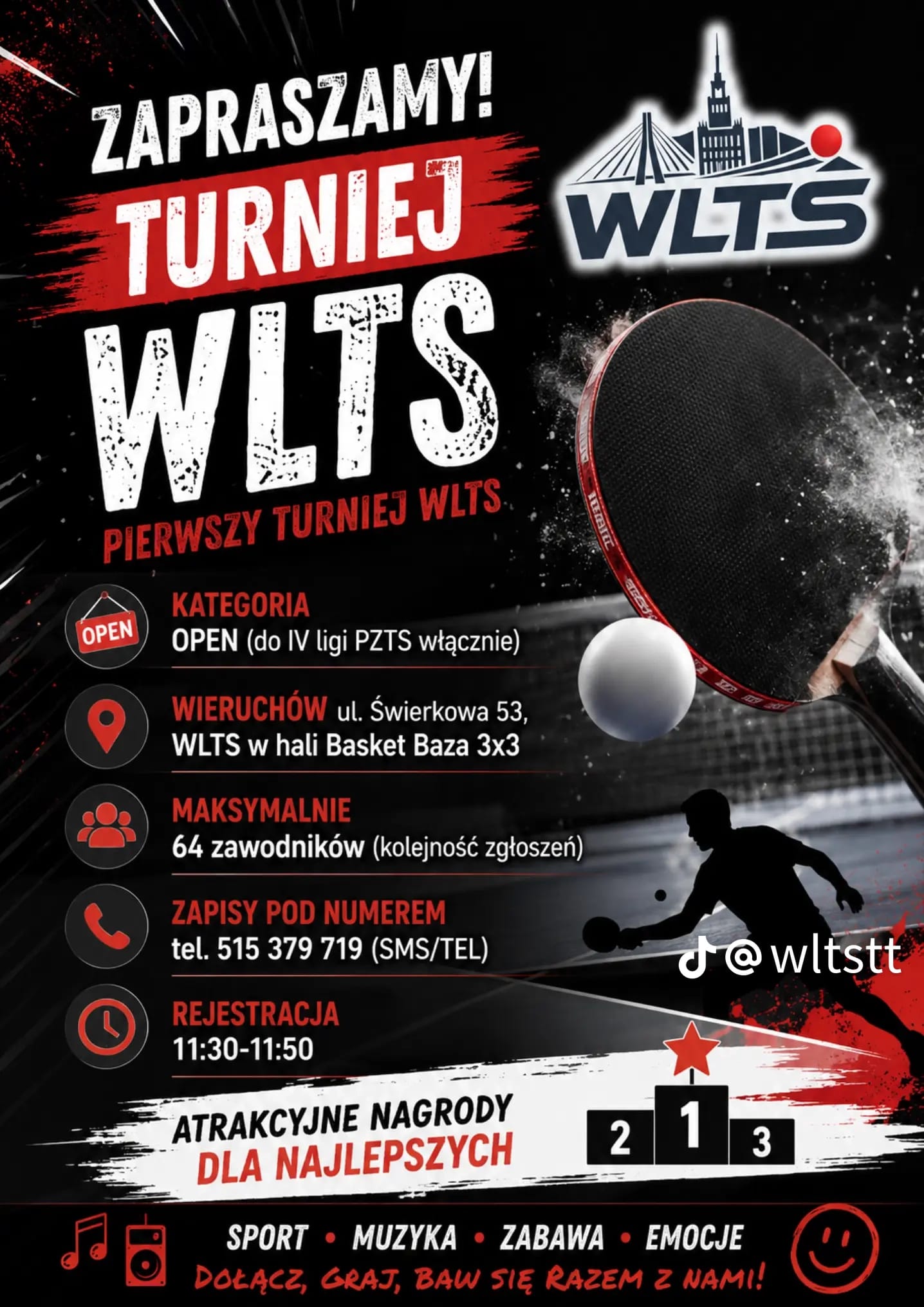 Zaproszenie na inauguracyjny turniej tenisa stołowego WLTS